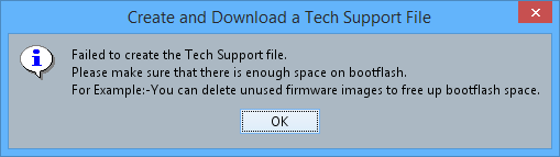 Failed to create the Tech Support file