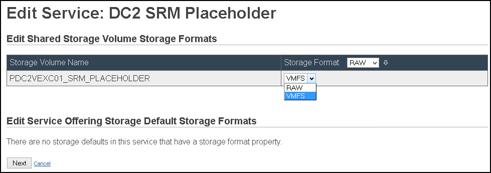 EMC UIM-P Service Adoption Utility - Shared Storage Service Format type VMFS