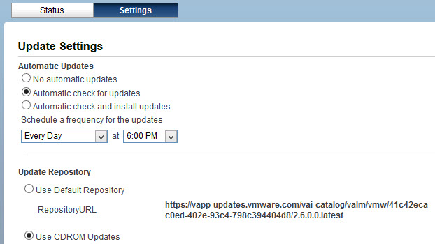 VMware vCloud Connector Server Upgrade - Settings