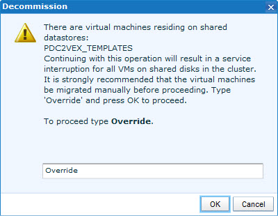 Decommission Shared Storage Service - Override